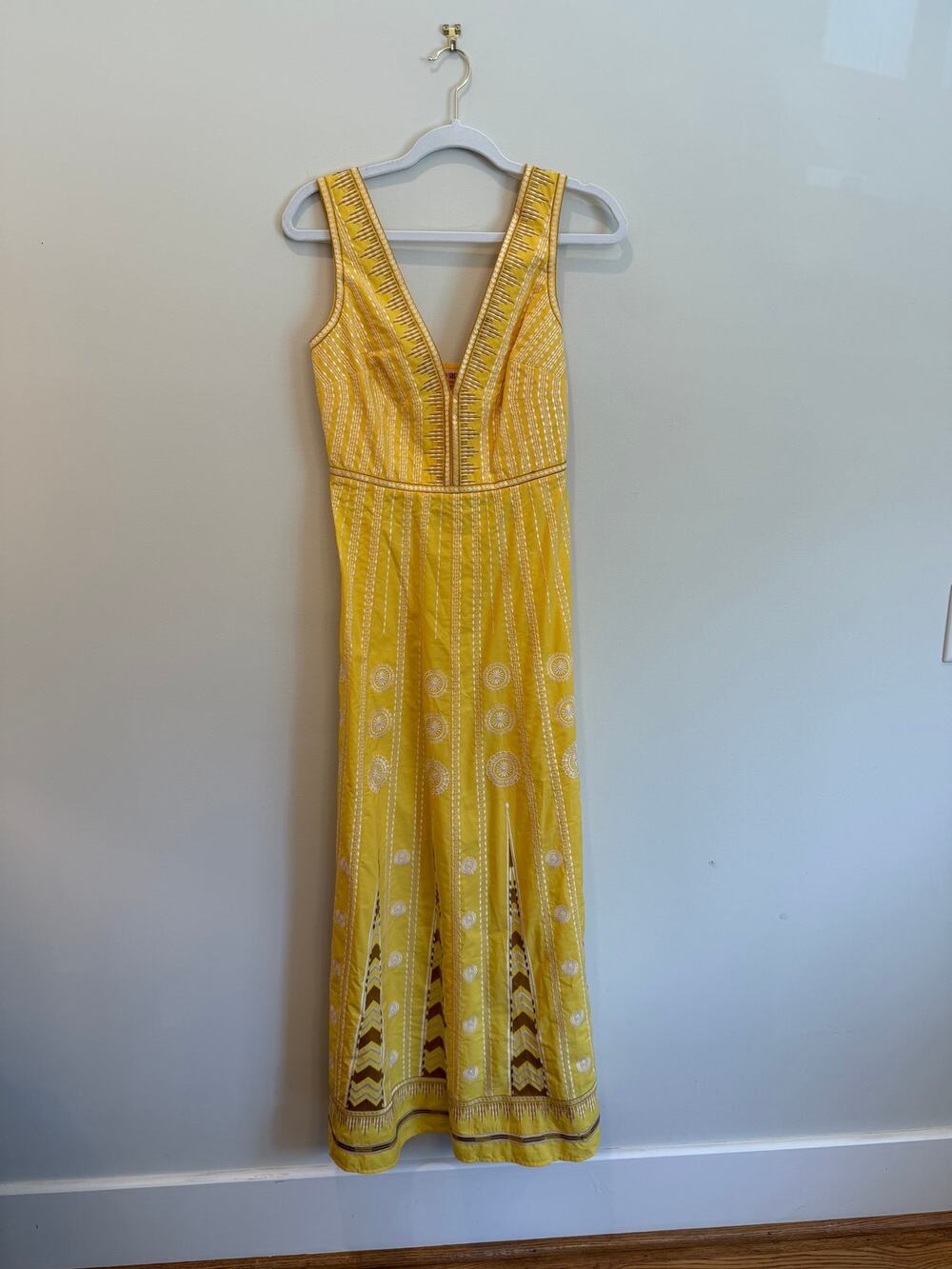 NWT Emporio Sirenuse Nellie Backgammon Embroidery Cotton Dress 38
